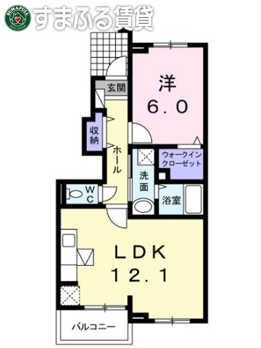 パステルK(1LDK/1階)の間取り写真