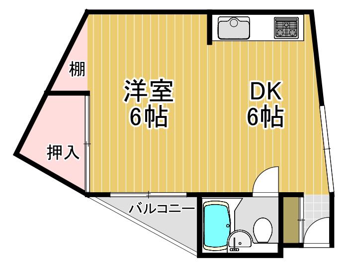 福島マンション(1DK/2階)の間取り写真