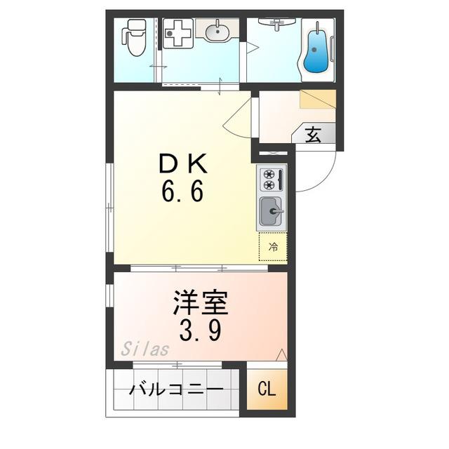 VERNA(1DK/1階)の間取り写真