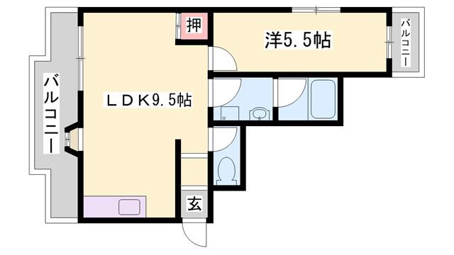 サンライズ伊伝居(1LDK/4階)の間取り写真