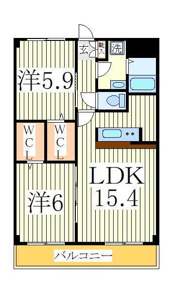 アーバニタ(2LDK/4階)の間取り写真