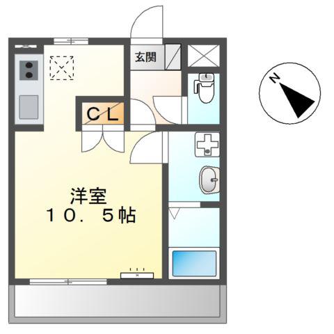パークサイド旭(ワンルーム/1階)の間取り写真