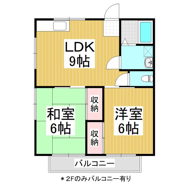 ハイツOHBAYASHI(2LDK/2階)の間取り写真