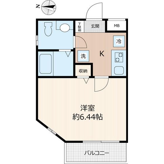 ピアコートTM大山 参番館(1K/1階)の間取り写真