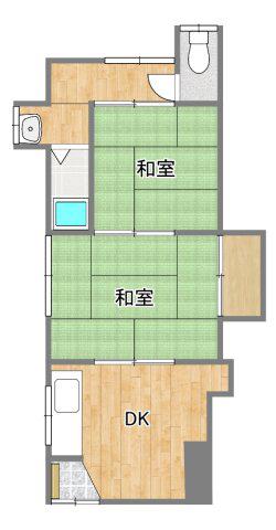 高島ハウス(2K/2階)の間取り写真