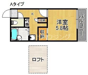 レオパレスふじ(1K/1階)の間取り写真