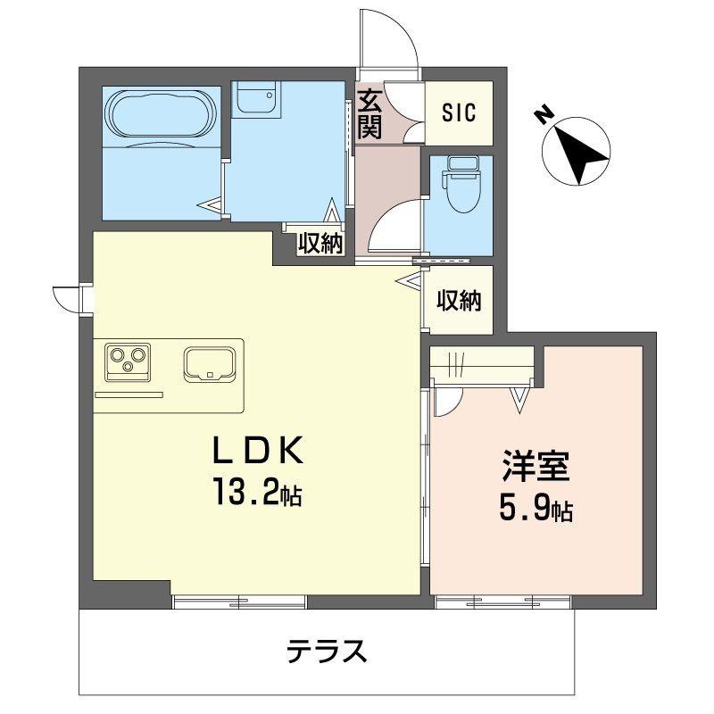 エスポワールちはら台南A棟(1LDK/1階)の間取り写真