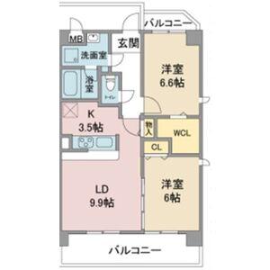 クレスト社台(2LDK/1階)の間取り写真