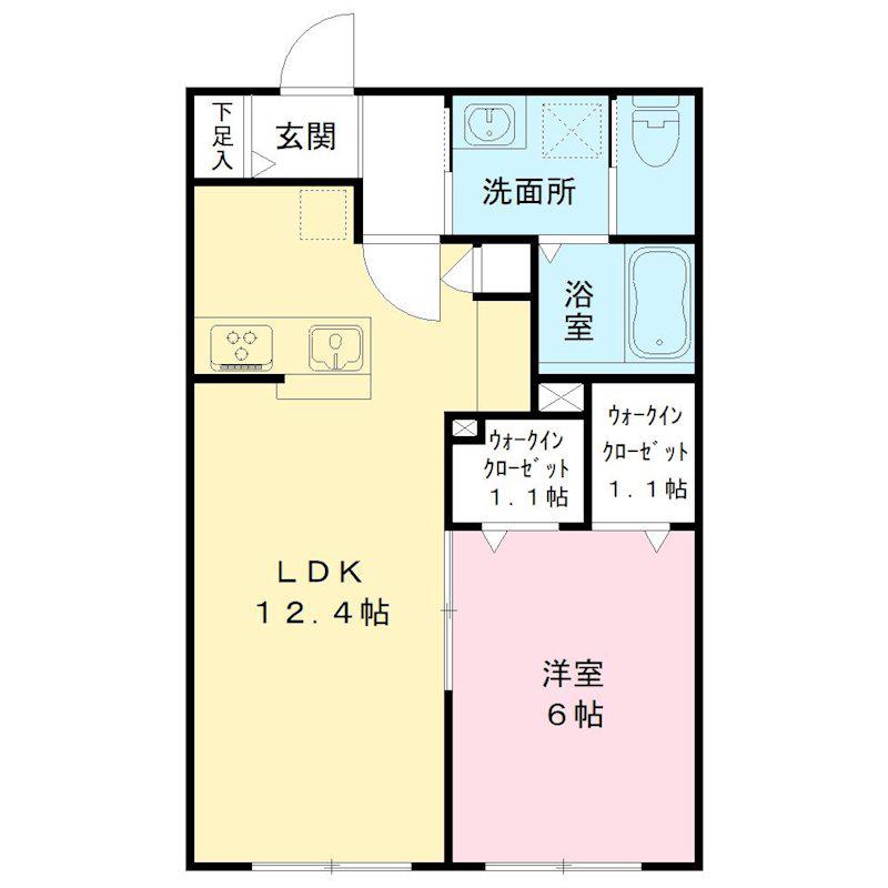 SOLEADO川崎大師(1LDK/1階)の間取り写真