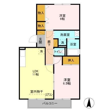 フレマリール堀込 A(2LDK/2階)の間取り写真