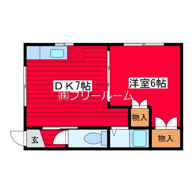 グリーンハイツ(1DK/2階)の間取り写真