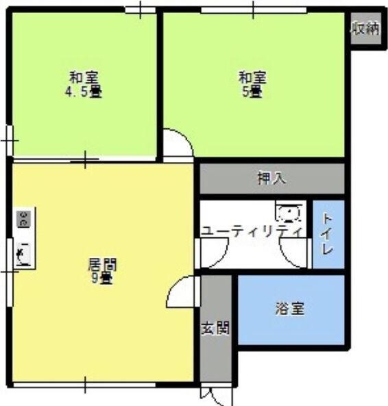 鳥山ハイツ(2LDK/2階)の間取り写真