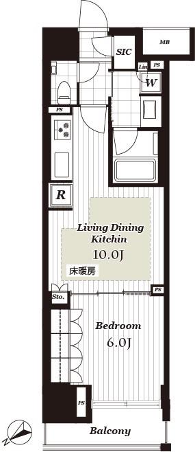 オープンレジデンシア日本橋横山町(1LDK/13階)の間取り写真