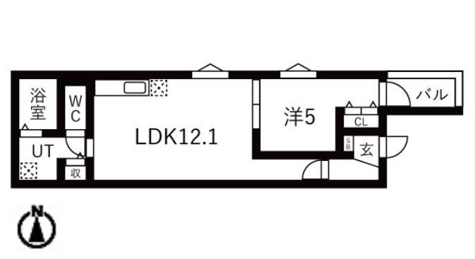 BC生駒C(1LDK/3階)の間取り写真