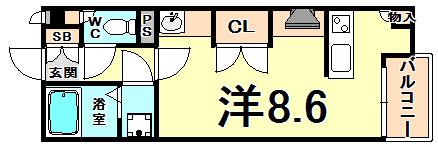 レオネクスト久々知III(ワンルーム/2階)の間取り写真