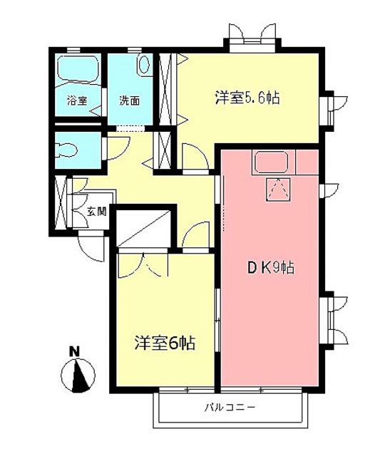 グランパルクD(2DK/2階)の間取り写真