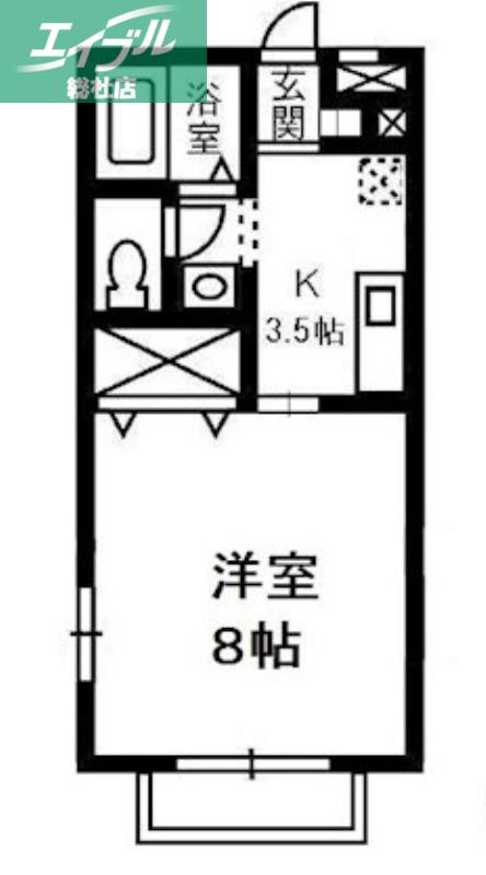 ディアコートA棟(1K/2階)の間取り写真