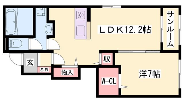 メゾン グレーヌ 塩屋A(1LDK/1階)の間取り写真