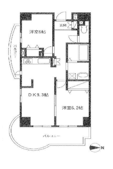 エスペランサ(2DK/8階)の間取り写真