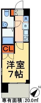 パークキューブ北松戸(1K/4階)の間取り写真