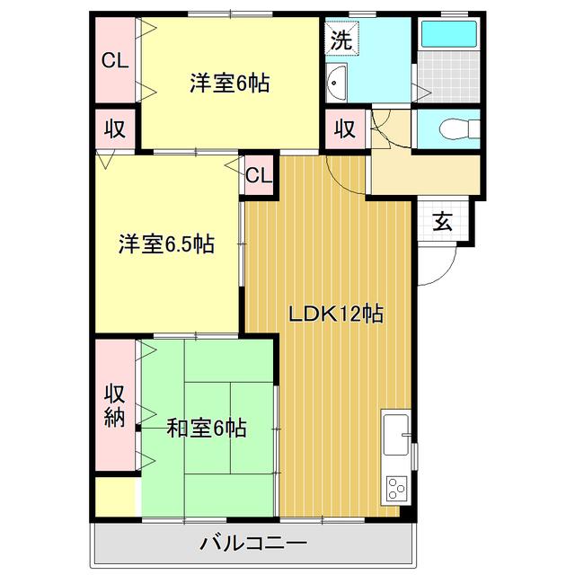 ハピネスシティ(3LDK/2階)の間取り写真
