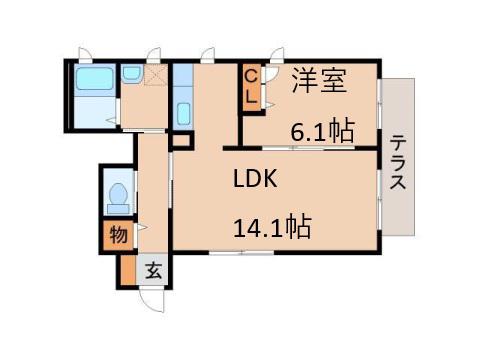 シャーメゾン黒田(1LDK/1階)の間取り写真
