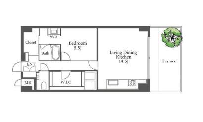 SHUWA MEGUROEKIMAE RESIDENCE(1LDK/1階)の間取り写真