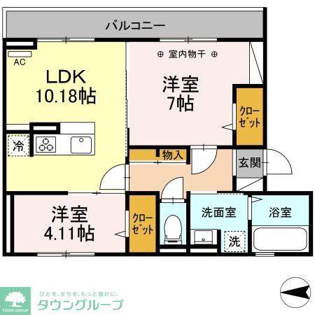 CANALONII(2LDK/3階)の間取り写真