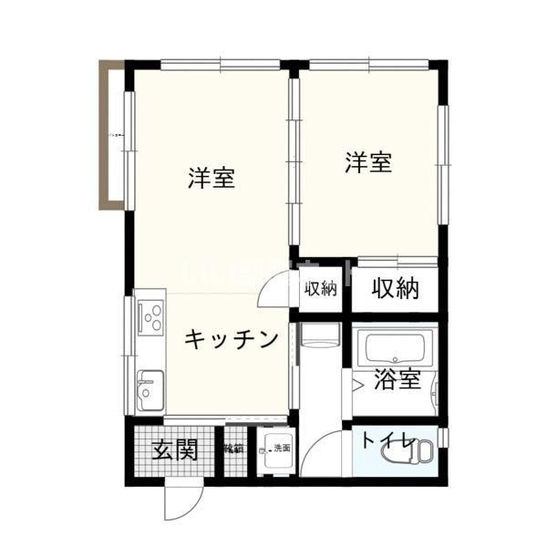 ユナイテッド金池プレイス(1LDK/3階)の間取り写真