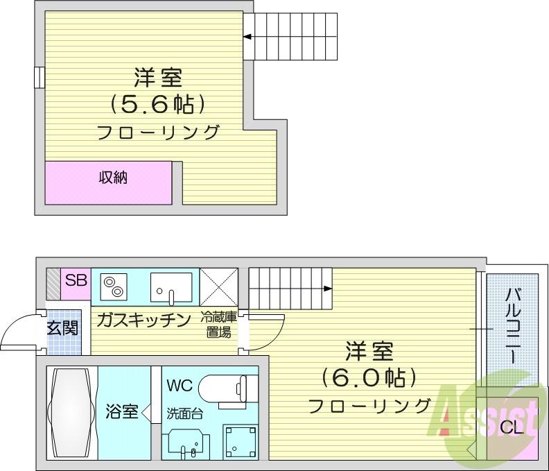 タマリンド大和町(1K/1階)の間取り写真