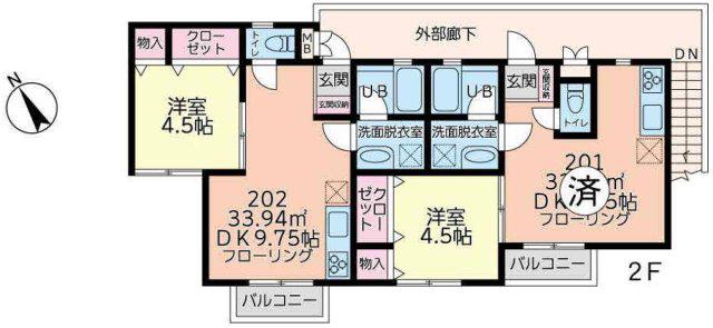 京急本線 堀ノ内駅 徒歩4分 2階建 築15年(1LDK/2階)の間取り写真