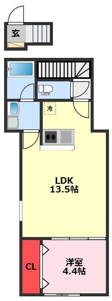 GLUCK KASHIWA(1LDK/2階)の間取り写真