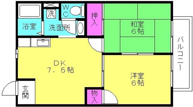 コスモヴィレッジ(2DK/1階)の間取り写真