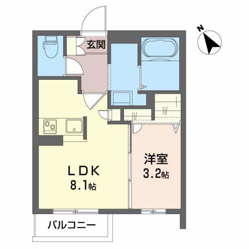 グランパルーデ(1LDK/1階)の間取り写真