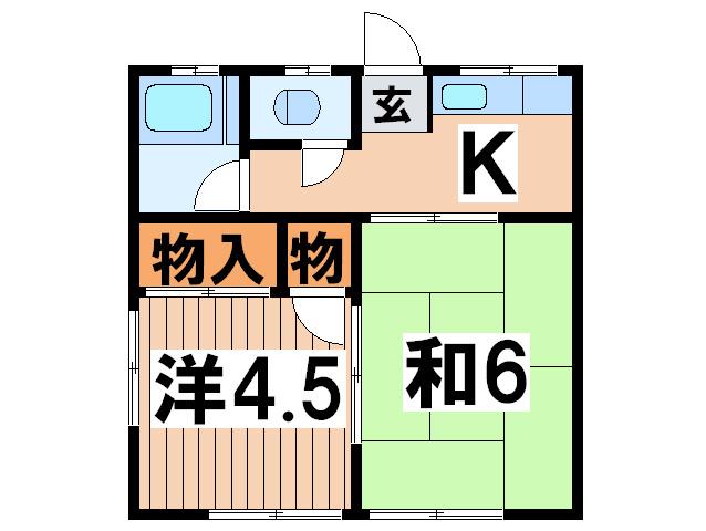 榎本アパ-ト2(2K/2階)の間取り写真