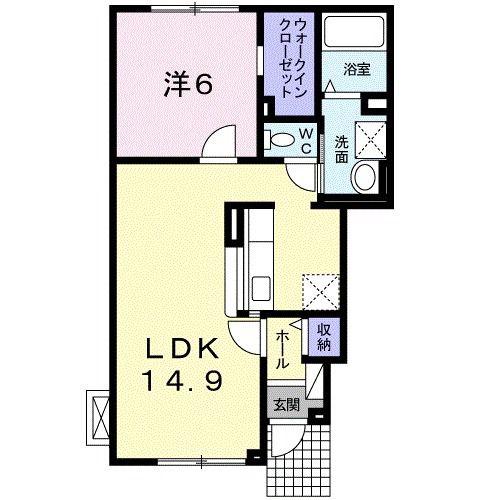 サニー・ヒルズ(1LDK/1階)の間取り写真