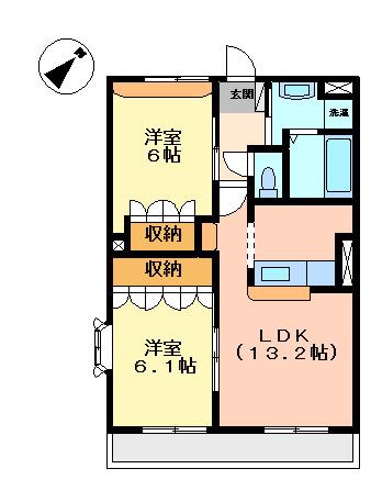 エルグランデ北在家(2LDK/3階)の間取り写真