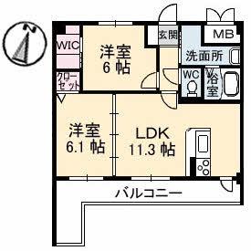 メゾンドKURA(2LDK/1階)の間取り写真