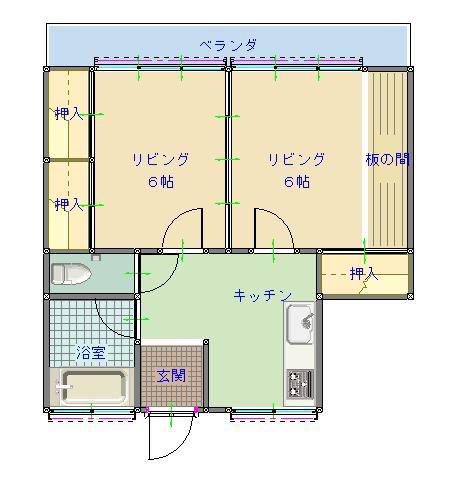 労住協第1ビル(2DK/2階)の間取り写真