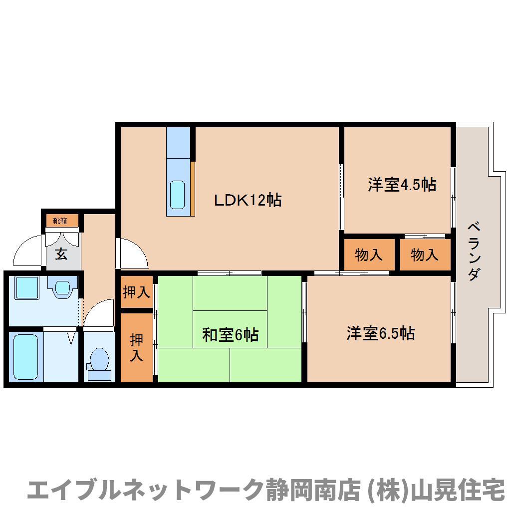 パレスK&Q(3LDK/3階)の間取り写真