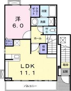 メゾン ソレイユ(1LDK/2階)の間取り写真
