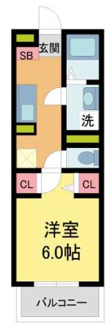 MONASO甲子園口(1K/1階)の間取り写真