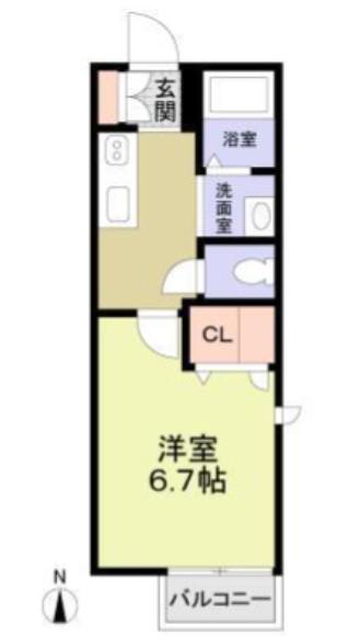 フラット北大宮(1K/1階)の間取り写真