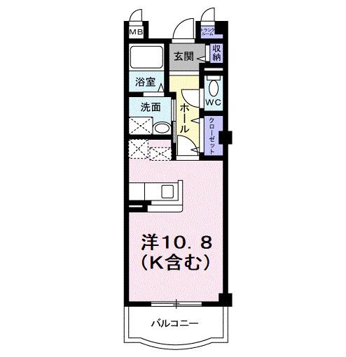 ウエスト メゾン(ワンルーム/2階)の間取り写真