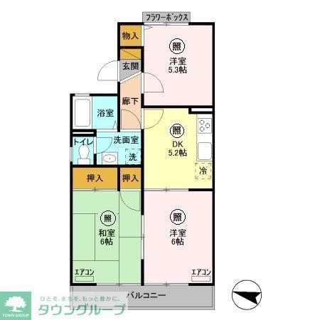 セジュールソフィアI(3DK/2階)の間取り写真