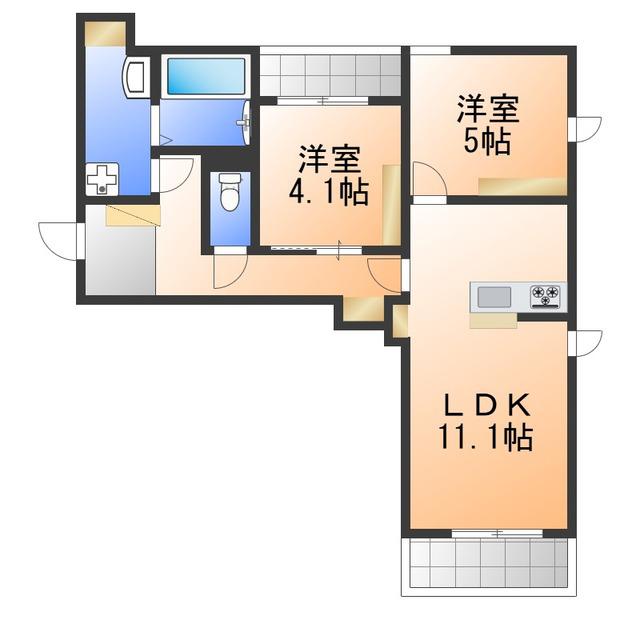 メゾン紬(2LDK/2階)の間取り写真