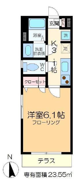 テラス清澄橋(1K/1階)の間取り写真