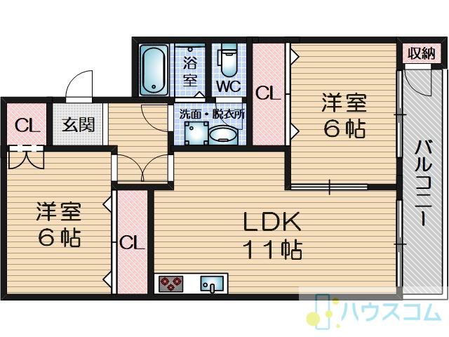 吹東マンション(2LDK/3階)の間取り写真