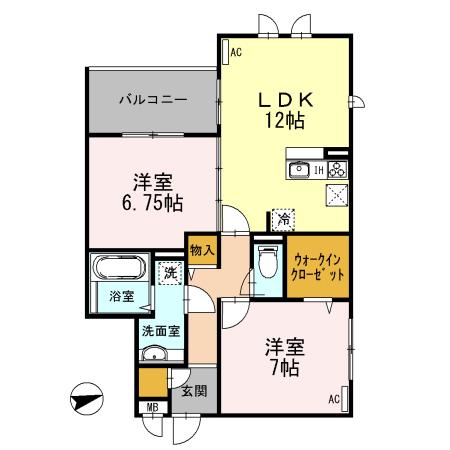 イスト西府(2LDK/1階)の間取り写真