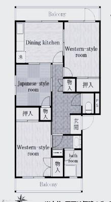 淡路島テラス(3DK/4階)の間取り写真